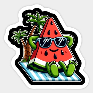 Watermelon Summer Melon With Sunglasses Sticker